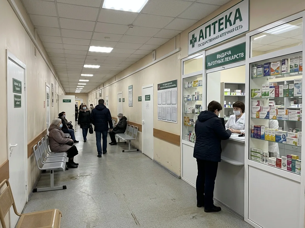 Сеть аптечных пунктов при городской поликлинике Москвы, коридор медицинского учреждения